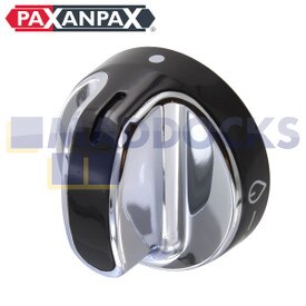 Kompatibel für Herde, Belling, New World 444442154, 444442689, NW601DFDOL, NW601GTCLM Serie Black & Chrome Hotplate Gas Control Knob