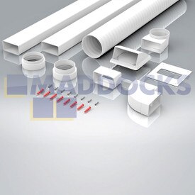 Universelle 110 x 54 mm rechteckige Dunstabzugshaube x 3 m mit Haubenauslass und horizontalem Biegesatz