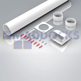Universelles 100 mm weißes Dunstabzugshauben-Set rund x 1 m mit Abzugshauben-Auslass-Set