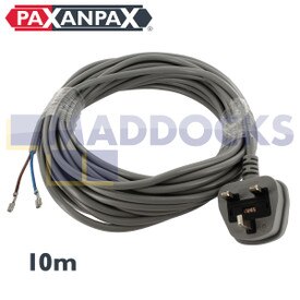 Kompatibles Kabel-/13 A-Steckerset, grau, für Dyson DC02/03/04/07 (zweiadrig x 0,75 mm, Kontakte 4,8 mm, 10 m)