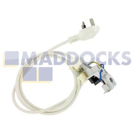 Original Netzkabel, GB-Stecker (3-adrig x 1 mm, L=1750 mm), inkl. Netzfeilter für Waschmaschine Hotpoint, Indesit IWC, WMF, WML