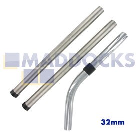 Universelles Edelstahlrohrset mit Verlängerung, verchromt, Reibsitz, gebogenes Endstück (32 mm)