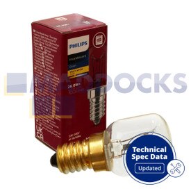 Original Glühbirne für Backofen/Mikrowelle, GE-Verpackung [E14, 25W, 220-230 V, 300 °C, S28, T25] (Packung mit 1 Stück)