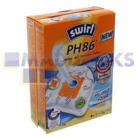 Kompatibler Swirl 'PH86' Typ Electrolux, AEG, Philips, Tornado, Volta 'E200' S-Bag Typ Papiertüten (Packung mit 4 + 1)