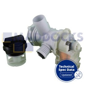 Kompatibler Hotpoint AQ, HULT, IWB, IWC, IWD, IWE, WMA, WML, WME, WMF, WMS, WMY, XWS; Indesit Serie IWB, IWC, IWE, IWS, WIXXE, XWE Baugruppe für Waschmaschinenablasspumpe und Filtergehäuse (220 V-240 V, 50 Hz)
