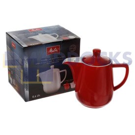 Echte Original Melitta 1 x 4 rote Pour Over Kaffeekanne aus Porzellan (0,6 l)