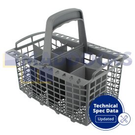Original Besteckkorb mit Griff, 8 Fächer, Kunststoff grau, für Ariston AFA, LSV; Creda IDI, IDV; Hotpoint BFI, BFV, DW; Indesit DI, DV, IDL
