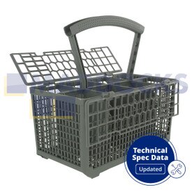 Universeller Besteckkorb 'Deluxe Type', dunkelgrau, mit verstärktem Griff und Deckel, für Bosch, Hotpoint, Neff, Siemens, Smeg (240 mm x 135 mm x 125 mm)