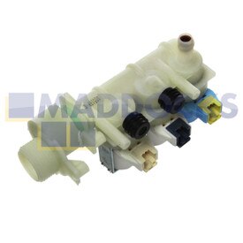 Original Magnetventil für Indesit, Hotpoint BHWD, BWD, CAWD, CDE, IWDE (3-Wege 90°, Innendurchmesser Leistung: 10 mm, Leistung: 7 l/min, Anschlüsse: RTS2.5, Volt / Hz: 220/240 V - 50/60 Hz)