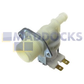 Genuine Original Indesit Solenoid Valve 1-Way 180°, Internal Diameter Output: 10.5mm, Capacity: 10l/min, Connectors: Tabs, Volt / Hz: 220/240V - 50/60Hz