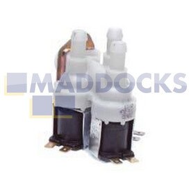Genuine Original Indesit Solenoid Valve 3-Way 90°, Internal Diameter Output: 10.5mm, Range: 7lts/min, Connectors: Tabs, Volt / Hz: 220/240V - 50Hz
