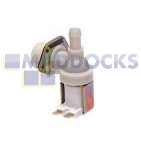 Genuine Original Indesit Solenoid Valve 1-Way 90°, Internal Diameter Output: 10.5mm, Capacity: 10l/min, Connectors: Tabs, Volt / Hz: 220/240V - 50Hz