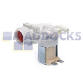 Genuine Original Indesit Solenoid Valve 1-Way 90°, Internal Diameter Output: 10mm, Capacity: 5.5l/min, Connectors: Tabs, Volt / Hz: 110/120V - 60Hz