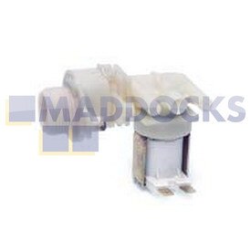 Genuine Original Indesit Solenoid Valve 1-Way 90°, Internal Diameter Output: 10mm, Capacity: 7l/min, Connectors: Tabs, Volt / Hz: 220/240V - 50/60Hz
