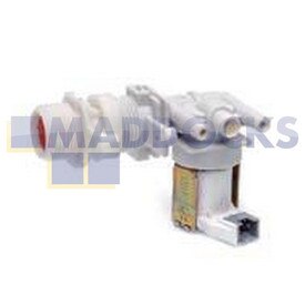Genuine Original Indesit Solenoid Valve 1-Way 90°, Internal Diameter Output: 12mm, Capacity: 5.5l/min, Connectors: RST2.5, Volt / Hz: 220/240V - 50/60Hz