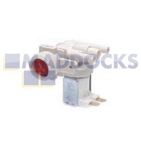 Genuine Original Indesit Solenoid Valve 1-Way 90°, Internal Diameter Output: 13mm, Capacity: 5.5l/min, Connectors: Tabs, Volt / Hz: 220/240V - 50Hz